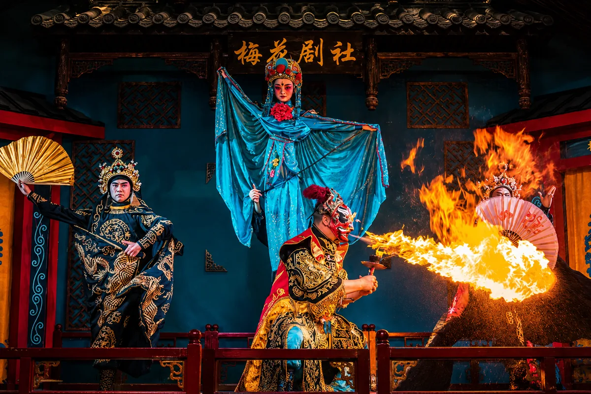 Sichuan Opera Face Changing Performance In Chengdu